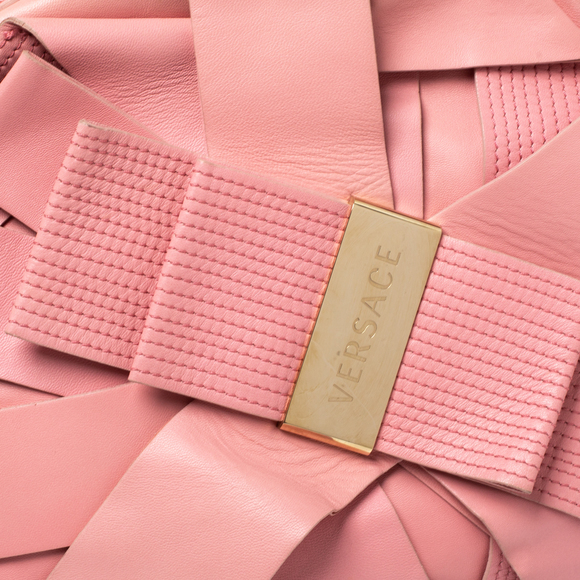 VERSACE Pink Leather Venita Bow Satchel - Picture 5 of 9